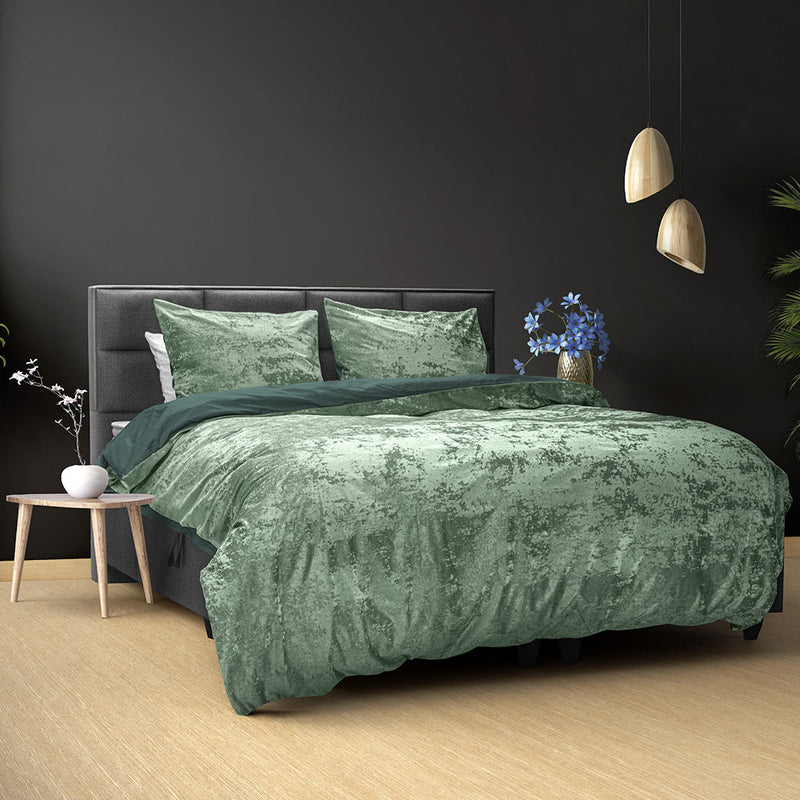 Sengesett Crushed Velvet Dark Green