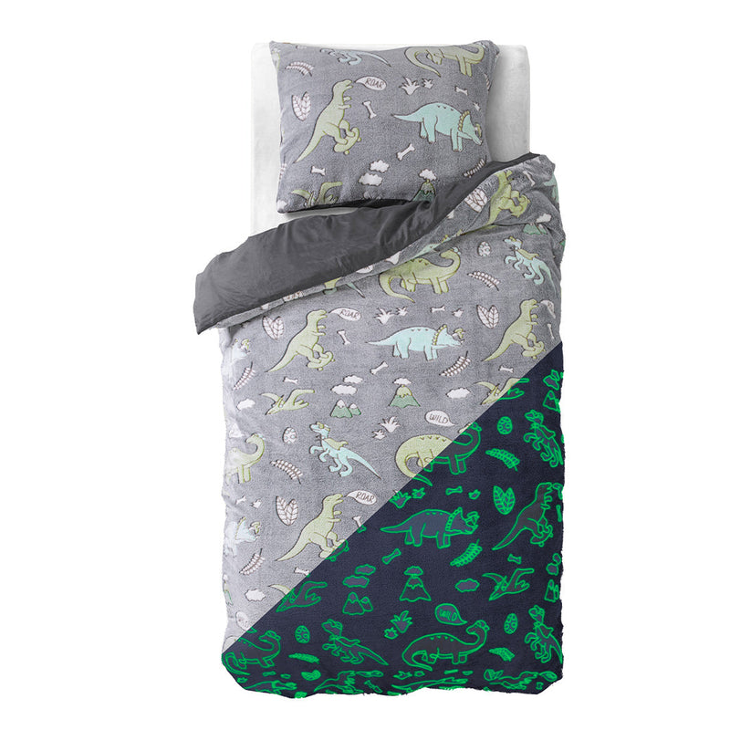 Påslakanset Glow In The Dark Dinosaurs Grey