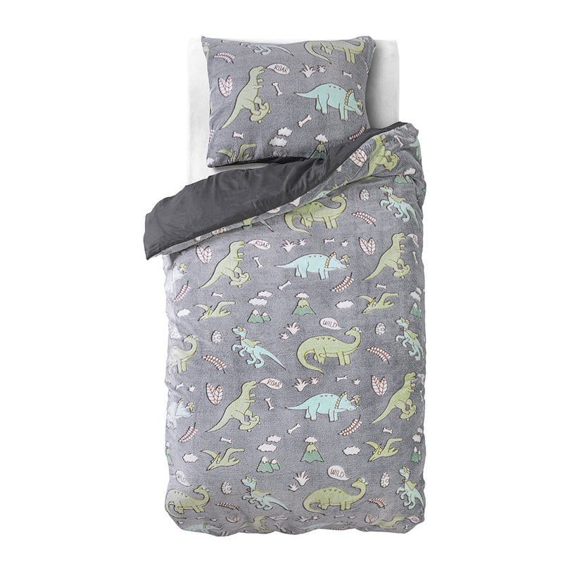 Påslakanset Glow In The Dark Dinosaurs Grey