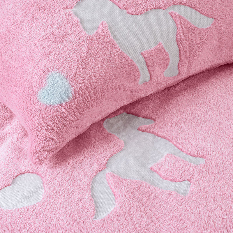 Påslakanset Glow In The Dark Unicorn Pink