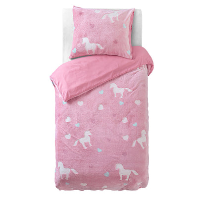 Påslakanset Glow In The Dark Unicorn Pink
