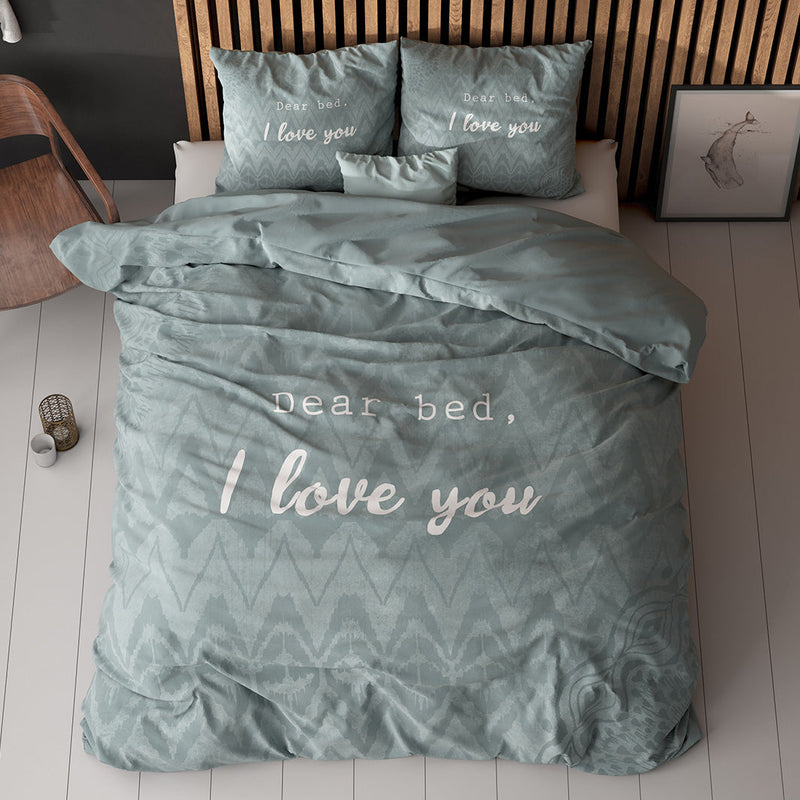 Sengesett I Love Bed Green