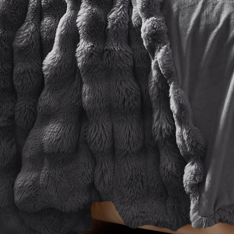 Pledd Pom Rabbit Fur Anthracite
