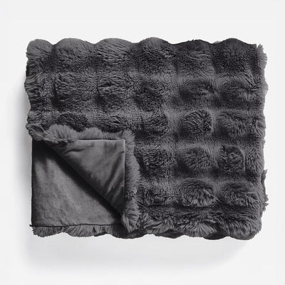 Pledd Pom Rabbit Fur Anthracite