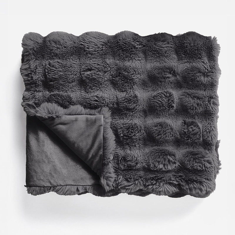 Pledd Pom Rabbit Fur Anthracite