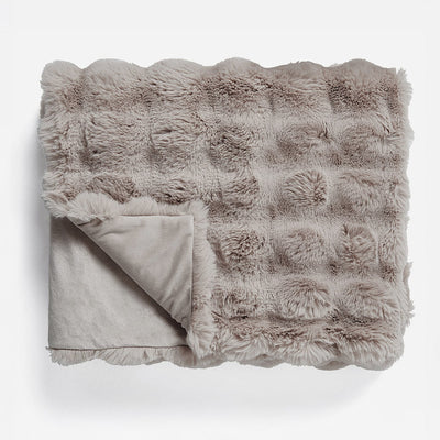 Pledd Pom Rabbit Fur Taupe
