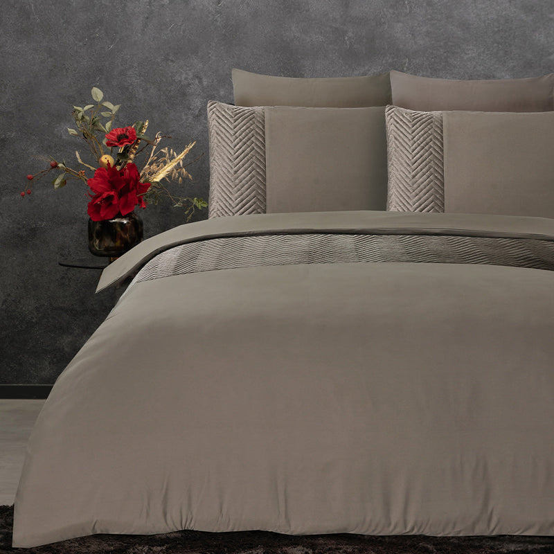 Sengesett Velvet Crossline Taupe