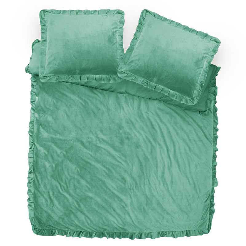 Påslakanset Velvet Ruffles Green