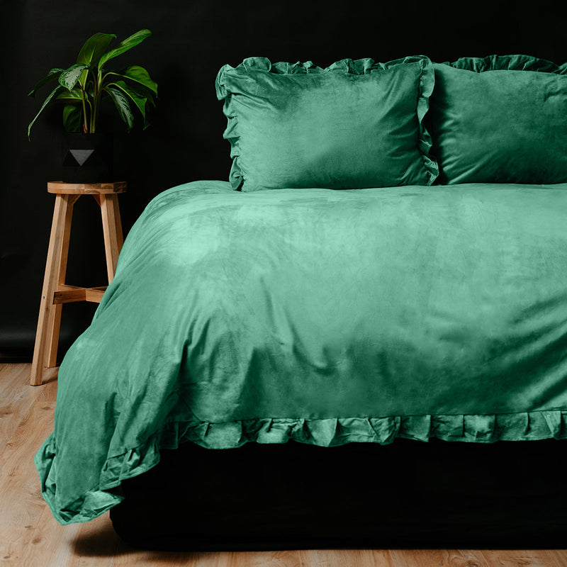 Påslakanset Velvet Ruffles Green