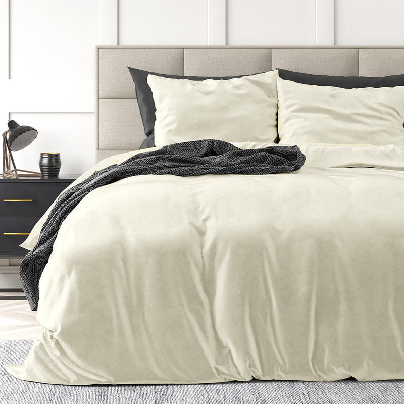 Påslakanset Velvet Solid Color Cream