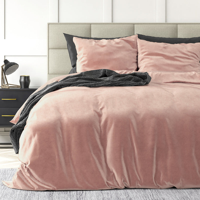 Påslakanset Velvet Solid Color Pink