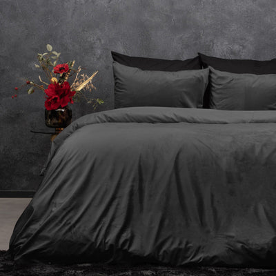 Påslakanset Velvet Solid Color Anthracite