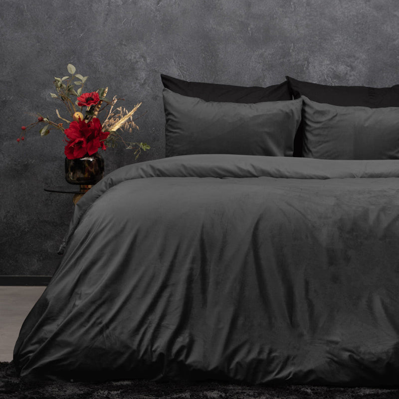 Påslakanset Velvet Solid Color Anthracite